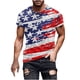 thumbnail image 1 of Camisas de Manga Larga para Hombres Día de la Independencia Casual Impreso Cuello Redondo de Manga Corta, Camiseta Blusa para Diario, 1 of 5