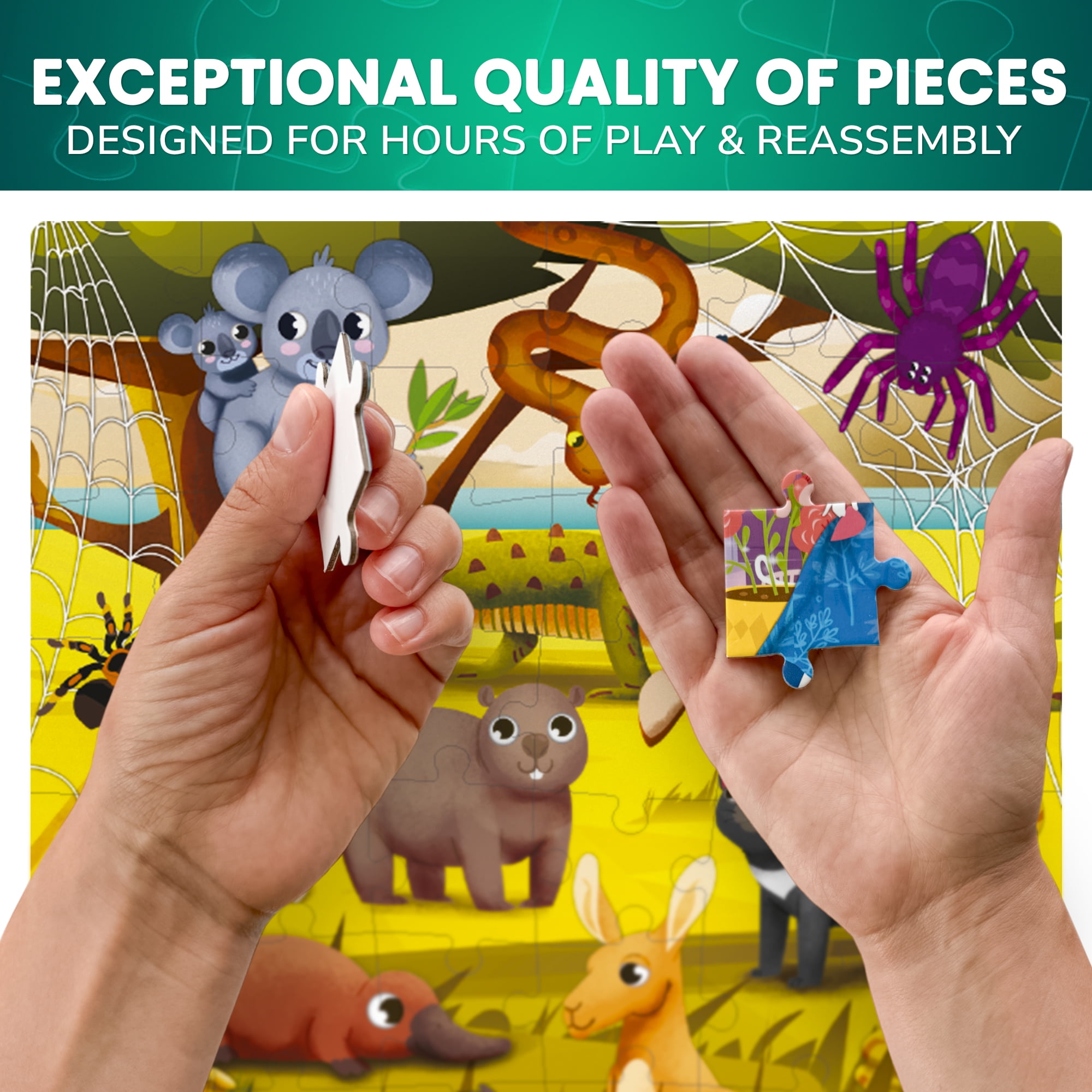 Quokka 60-Piece Jigsaw Puzzle Set – 4-Pack Animal-Themed Puzzles for Kids Ages 4-8, Educational Toy