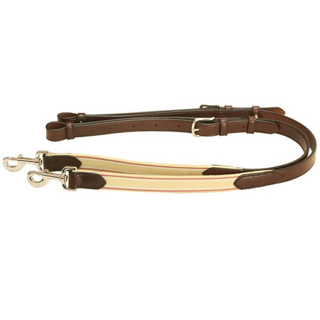 TORY LEATHER HORSE 1 INCH LEATHER & ELASTIC SIDE REIN W/ TONGUE BUCKLE