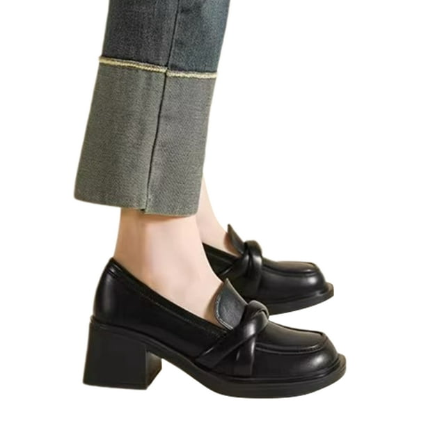 Chunky loafer shop heels