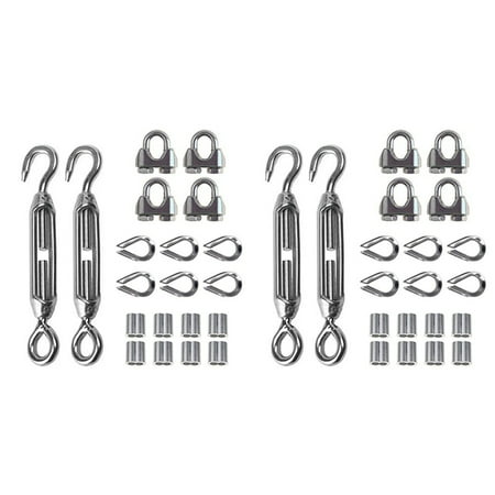 

40Pcs Heavy Duty Wire Rope Tension Kits Turnbuckle 1/8 Inch Wire Rope Cable Clip/Clamp Thimble Wire Rope Aluminum Sleeve
