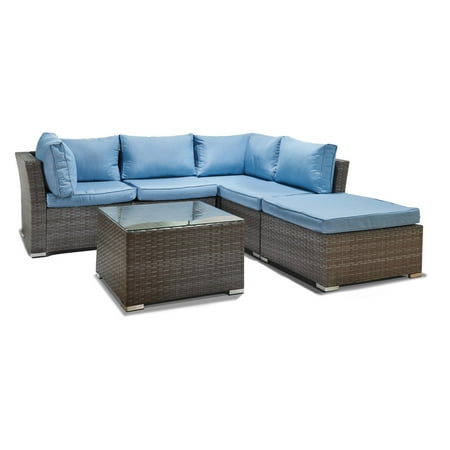 Incadozo Jicaro Wicker 5 Piece Outdoor Sectional Sofa Set