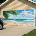thumbnail image 5 of Summer Beach Garage Door Cover Banner 7 x 8 FT, Coastal Ocean Tropical Palm Trees Garage Door Curtains Backdrop with Grommets for Indoor Outdoor Wall Party Porch Yard Decorations Background, 5 of 9