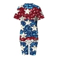thumbnail image 4 of Guluxicc 2 Piece Women's Plus Size Matching Sets 4th of July V Neck T Shirts Slim Legging Shorts Casual Summer Loungewear, 4 of 6