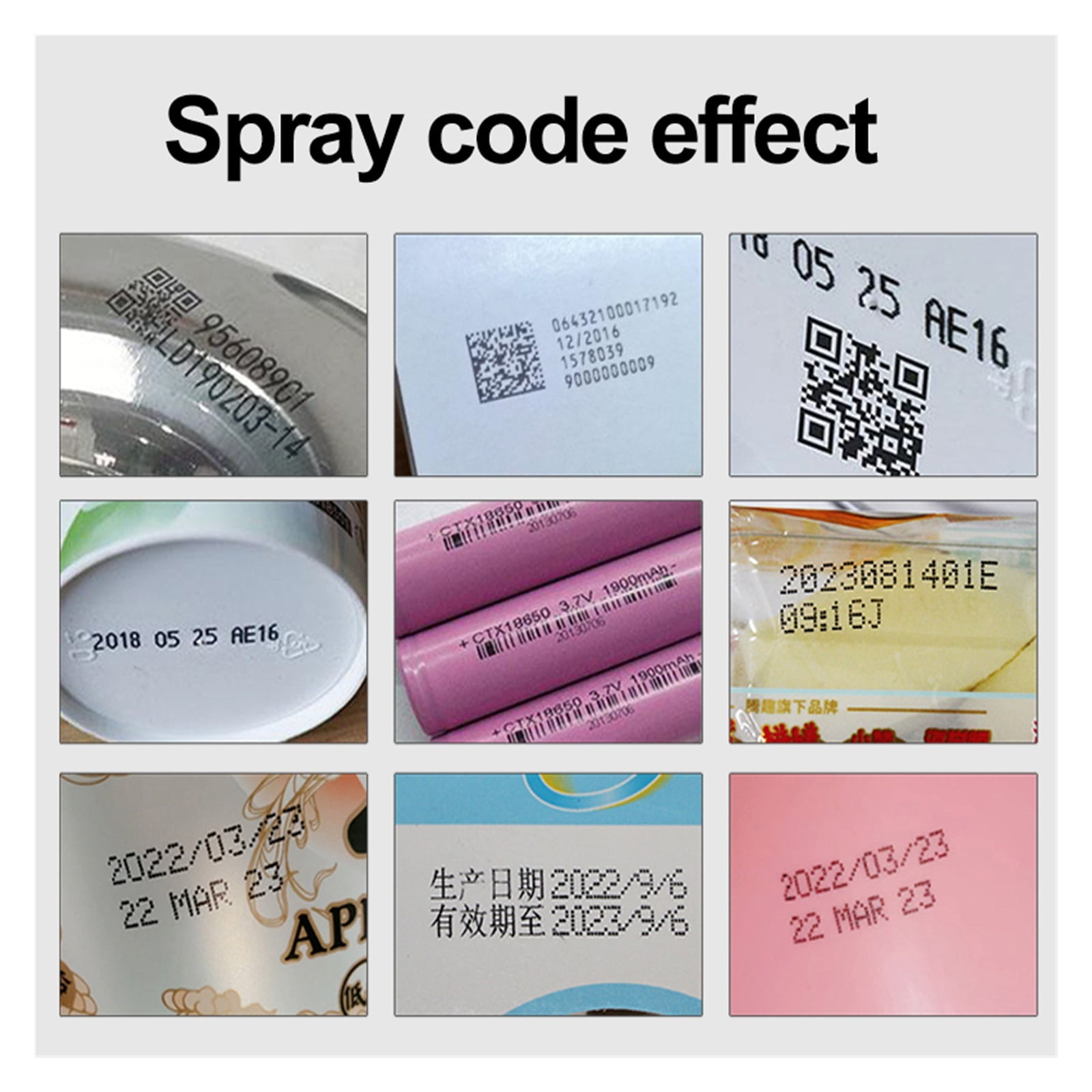 Portable handheld inkjet printer, batch number label pattern printer, non-fading printing on carton plastic bags ,Versatile Surface Compatibility