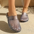 thumbnail image 2 of Sandals for Women, Clear Closed Toe Jelly Shoes Breathable Mesh Jellies Flats Soft Lightweight Summer Beach Clogs with Square Buckle, 41, 2 of 7