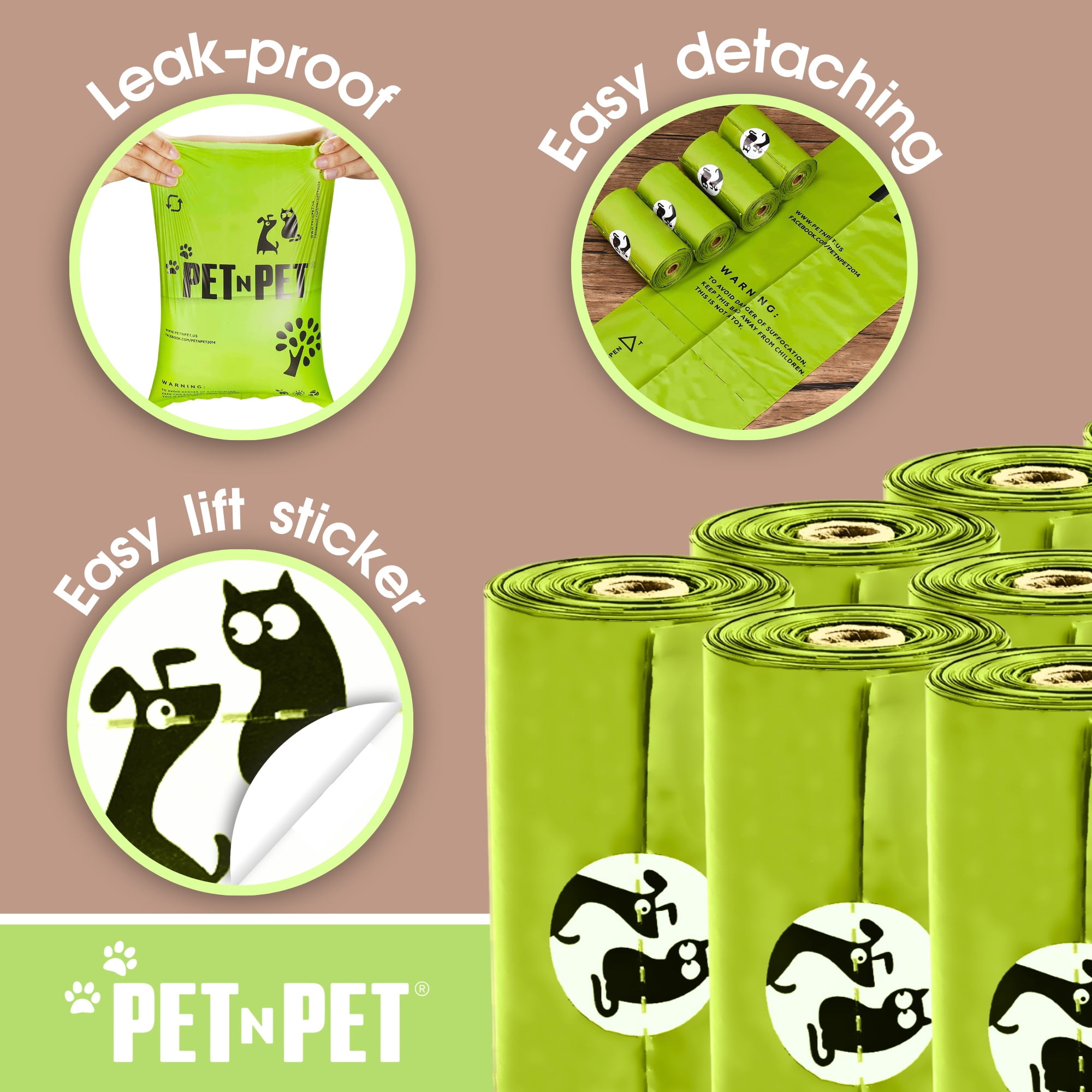 Pet N Pet Poop Bags For Dogs, 120 Counts Plant Based Dog Poop Bags Rolls, Thick Doggie Poo Bag, 100% Leak-proof, Easy to Use Pet Waste Bag