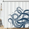 thumbnail image 4 of Naiovety Declaración en el baño, cortinas de ducha divertidas, tela gótica de animales de monstruo marino en blanco y negro Juegos de accesorios de baño YL490-1, 4 of 6