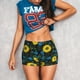 thumbnail image 3 of Fotbe Sunflowers And Blue Flower Shorts Sin Costuras – Shorts Deportivos de Cintura Alta para Mujer, Elásticos para Gimnasio, Yoga, Running o Ciclismo-Medium, 3 of 8