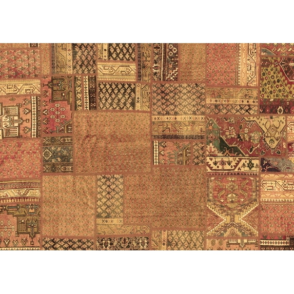 Ahgly Company Indoor Rectangle Patchwork Brown Transitional Area Rugs, 4' x 6'