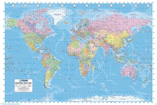 World Map Laminated Poster 36.5" x 24.5" 