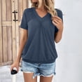 thumbnail image 5 of SUNBS Shirts for Women Short Sleeve V Neck Blouses Casual Loose Fit Pleated Tops Trendy Cute Fashion Clothes, 5 of 8