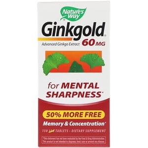 Nature's Way, Ginkgold, Memory & Concentration, 60 mg, 150 Tablets (Pack of