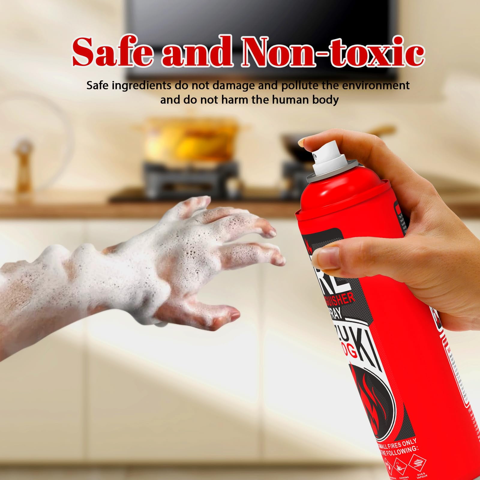 Mizuki Dog Portable Fire Extinguisher Spray with Wall Mount Bracket, Small Multi-Purpose Fire Spray for Home, Kitchen, Car, RV and Boat