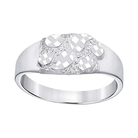 925 Sterling Silver Nugget Fashion Ring 6.6x3.4mm Wide Size 3 Ring
