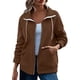 thumbnail image 1 of Gibobby chaquetas ligero de rendimiento Chaqueta de suéter de manga larga de otoño e invierno para mujer, chamarra ligero de rendimiento de atlético y Y2K (Café, XL), 1 of 4