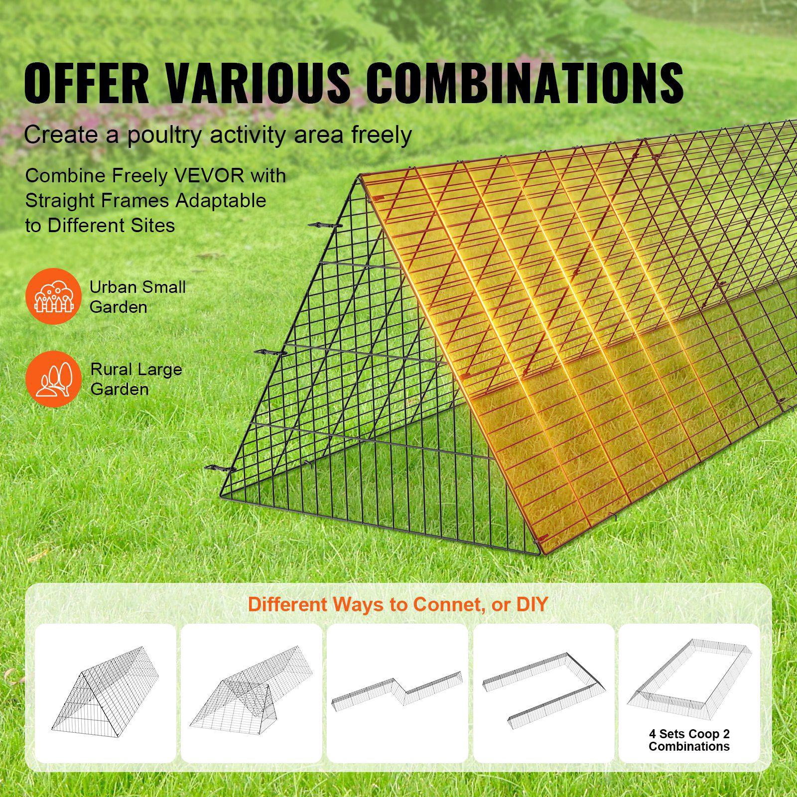 Chicken Tunnel 118.1x28x24.2 Inch Portable Yard Run for Chickens Ducks Rabbits Easy Installation