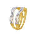 thumbnail image 2 of Round Cut White Cubic Zirconia Chevron Enhancer Guard Ring 14K Yellow Gold Ring Size - 6, 2 of 3