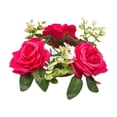 thumbnail image 2 of Red Valentine‘s Day Artificial Rose Flower Candle Holder Wreath - Romantic Tabletop & Window Display Decor for Weddings, Anniversary, Dinner Centerpiece, Reusable Holiday Decoration, 2 of 6