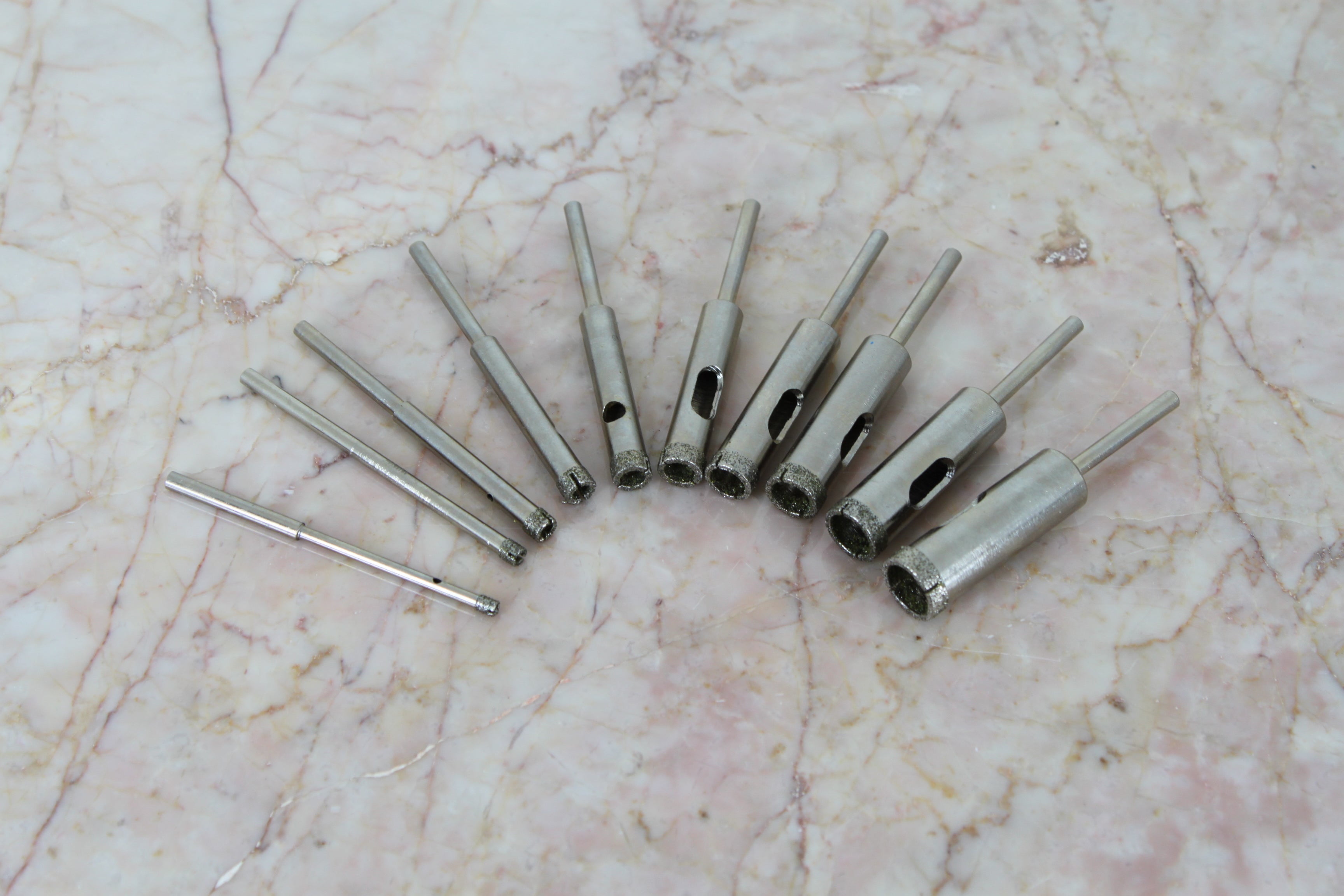 TMAX 10 pc 1/8 to 1/2 Inch Premium Diamond Coated Drill Hole Saw 1/8 Inch Shank for Dremel Rotary Tools