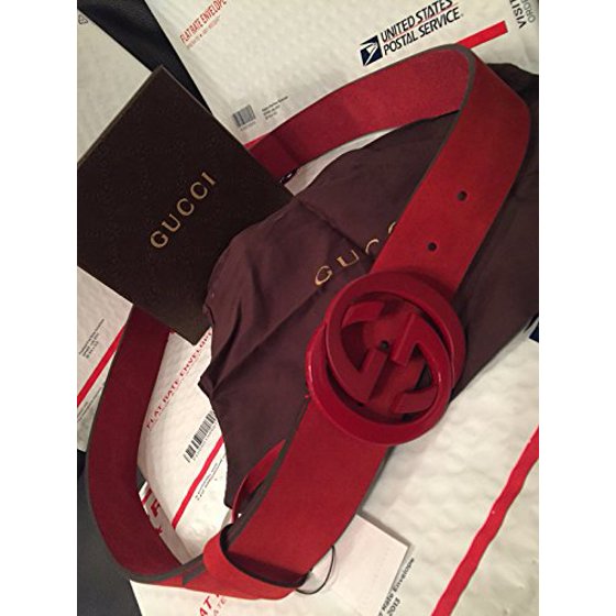 Gucci Red Suede Gucci Mens Belt (115cm (Waist 40/42)