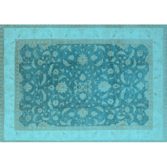 Ahgly Company Indoor Rectangle Oriental Light Blue Industrial Area Rugs, 8' x 10'