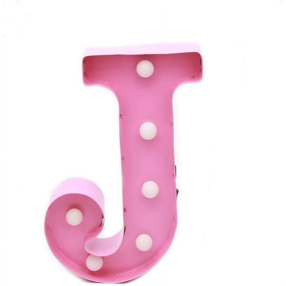 Home by Jackie Inc Pink Vintage Rustic Metal Hanging Light up LED Letter “J”