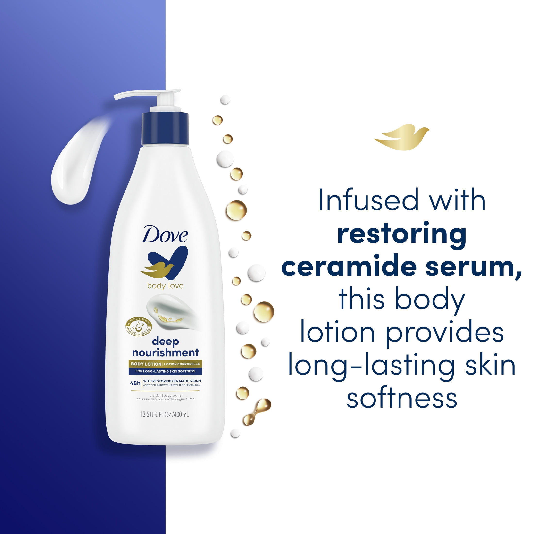 Dove Body Love Intense Care Non Greasy Body Lotion Cream Oil, 13.5 fl oz