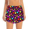 thumbnail image 2 of Balery Colorful Hearts Pantalones cortos deportivos para mujer con forro y dos bolsillos, elásticos, para entrenamiento, gimnasio, yoga-XX-Large, 2 of 7
