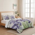 thumbnail image 5 of King Quilt Set 96''x106'', Purple Lavender Lightweight Bedspread Coverlet Set with 2 Pillow Shams, Summer Watercolor Dragonfly Wooden Grain Breathable All Season Quilt Bedding for Bedroom/Guest Room, 5 of 9