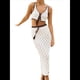 thumbnail image 3 of Conjunto de 2 Piezas para Mujer, de Verano, de Punto A Rayas, de Crochet, Sin Mangas, con Botones, Top Corto, Falda Larga Ajustada M, 3 of 7
