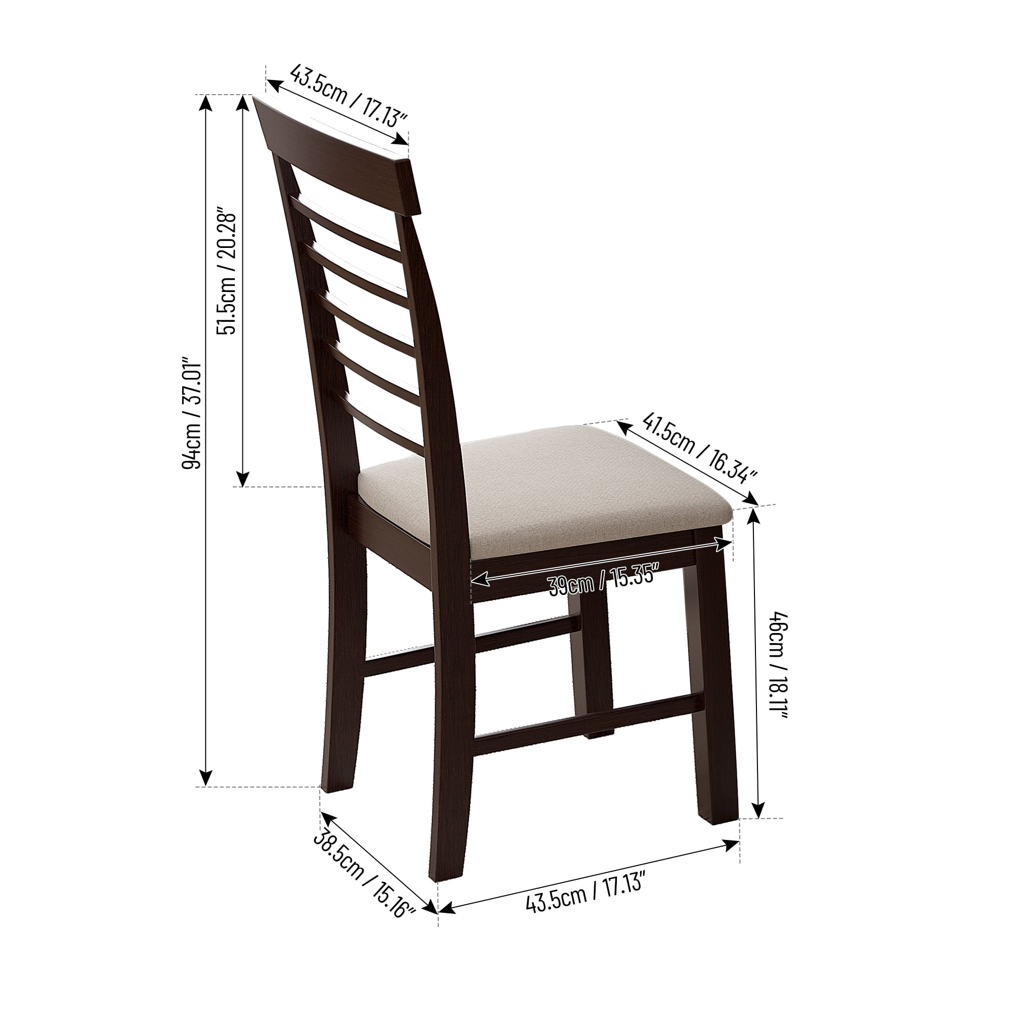 Kadyn 2 PCS Dining Chair, Kitchen Chairs with High Backrest Cushion for Small Space, Brown+White Kadyn 2 PCS Dining Chair, Kitchen Chairs with High Backrest Cushion for Small Space, Brown+White