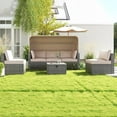 thumbnail image 4 of 6-Piece Outdoor Sectional Sofa Set with Retractable Canopy, PE Rattan Patio Daybed, Adjustable Backrests, UV-Resistant & Weatherproof for Poolside, Garden, Backyard, 4 of 9