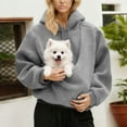 thumbnail image 2 of Women's Pet Pouch Hoodie with Kargo Pocket Dog Pouch Sweatshirts Long Sleeve Pets Carrier Pullover Animal Holder Tops (L, Gray-1), 2 of 8