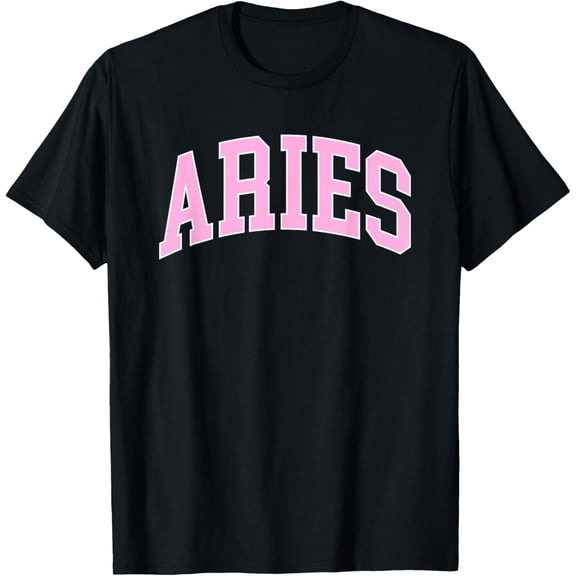 Aries Zodiac Horoscope Pink Retro Preppy Throwback Womens T-Shirt men and women can wear, black, white, gifts.