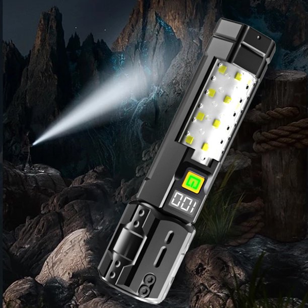 Luz LED para acampar con batería, pantalla que se puede colgar y agrandar, iluminación con carga rápida USB para uso prolongado, linterna para exteriores.