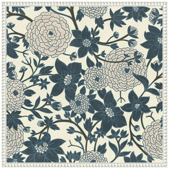 Amanti Art Puff Ball Vines Cream Framed Canvas Wall Art Print