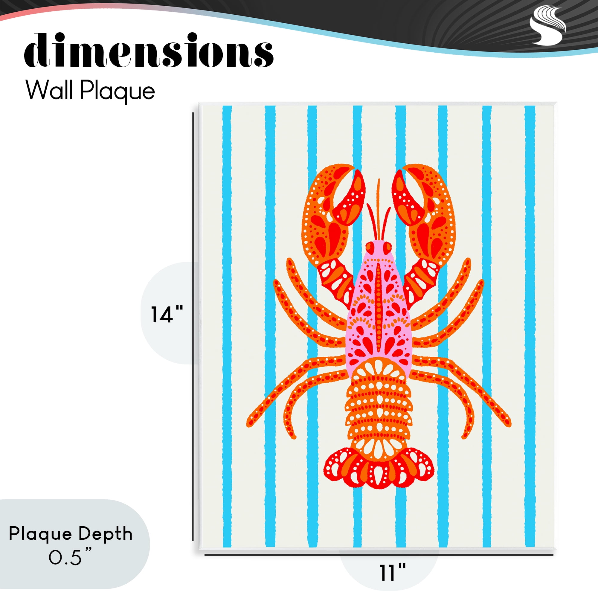 Stupell Industries Bright Boho Lobster on Stripes Wall Plaque Art, design by Indira Prieto | IndySign
