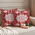 thumbnail image 2 of Red Boho Outdoor Waterproof Pillow Covers, Multicolored Colorful Tainted Pattern Tribal Decorative Square Throw Pillowcase Sofa Cushion Sham for Patio/Couch/Chair, 18"x18" 2 Pack, 2 of 8