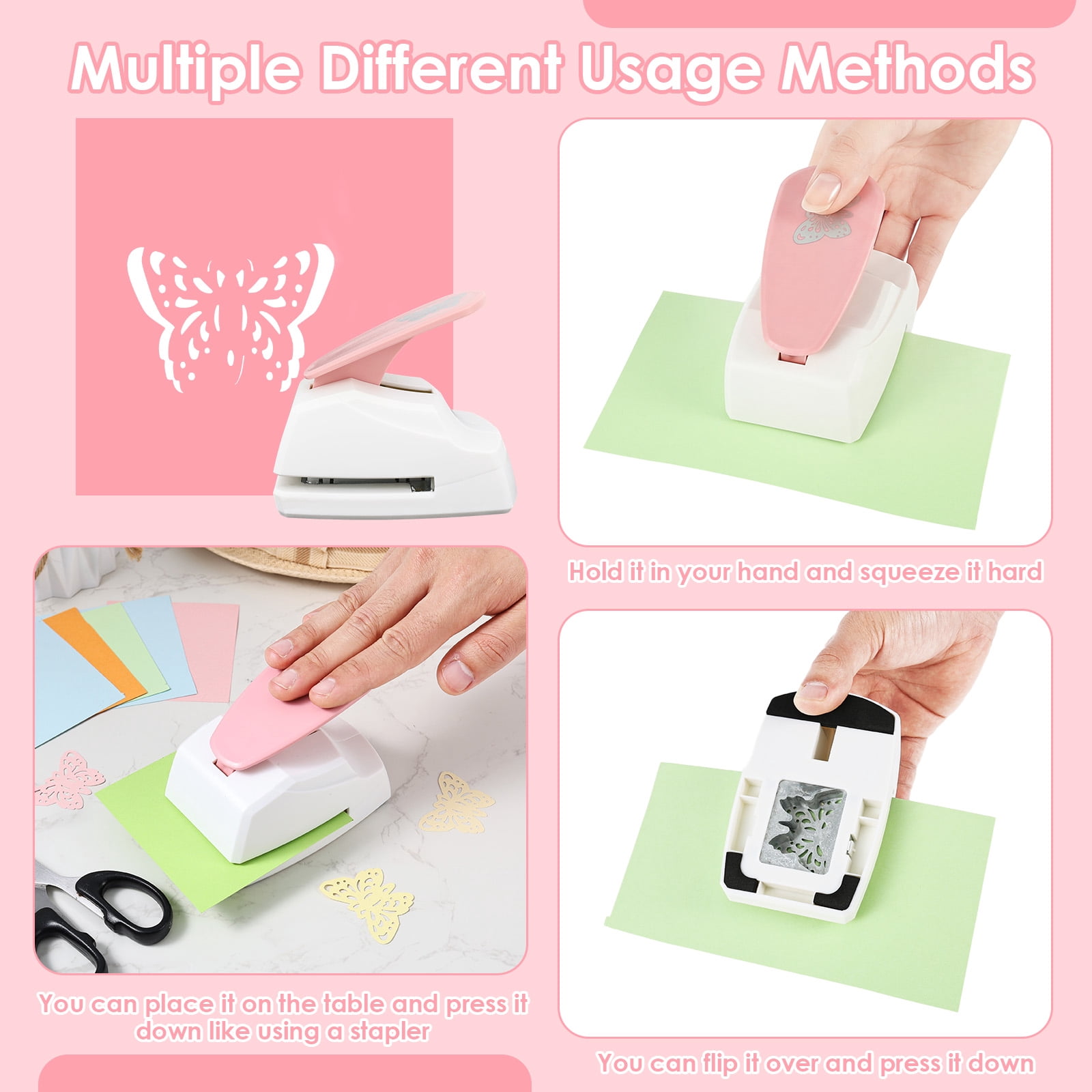 Ihvewuo Paper Punch Butterfly / Heart Hole Puncher for Scrapbooking DIY Handmade Paper Puncher for Crafts Scrapbook Cards Decoration Zinc Alloy+ABS Colorful