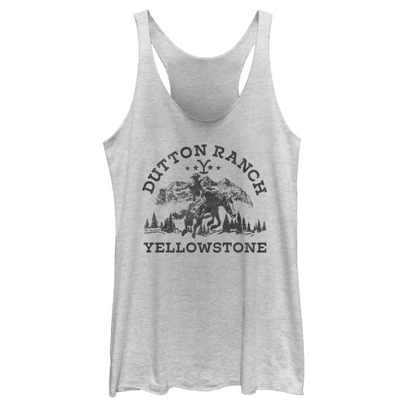 Women's Yellowstone Dutton Ranch Montana Black Outlines  Racerback Tank Top