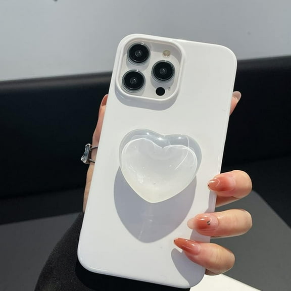 Case for iPhone 12 /iPhone 12 Pro Case, Women Girl with Love Ring Stand Ring Holder Kickstand, Cute Silicone Gel Rubber Protective Phone Case Cover (White)