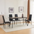 thumbnail image 4 of Ktaxon Dining Kitchen Table Set for 6 to 8, 63" Farmhouse Rectangular Wood Dining Room Set with PU Chairs Metal Legs for Dining Room Pale Gray, 4 of 7