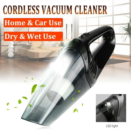 2in1 120W Powerful Handheld Cordless Car Home Vacuum Cleaner Pet Hair Cleaner Quiet Dry&Wet Use with LED