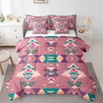thumbnail image 1 of Pink Aztec Bed in a Bag King Size Comforter Set 7 Pieces,Exotic Western Bedding Sets Southwestern Arrow Triangle Geometry Sheet Set with Comforter, 1 of 5