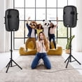 thumbnail image 2 of Gymax Portable Dual 15'' 2-way 2000 W Powered Speakers w/ Stands & Controller, 2 of 10