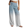 thumbnail image 3 of Danhjin Women's Gradient Pants Wide Leg High Elastic Waist with Drawstring Print Fashion Flowy Palazzo Loose Vacation Trousers, 3 of 7