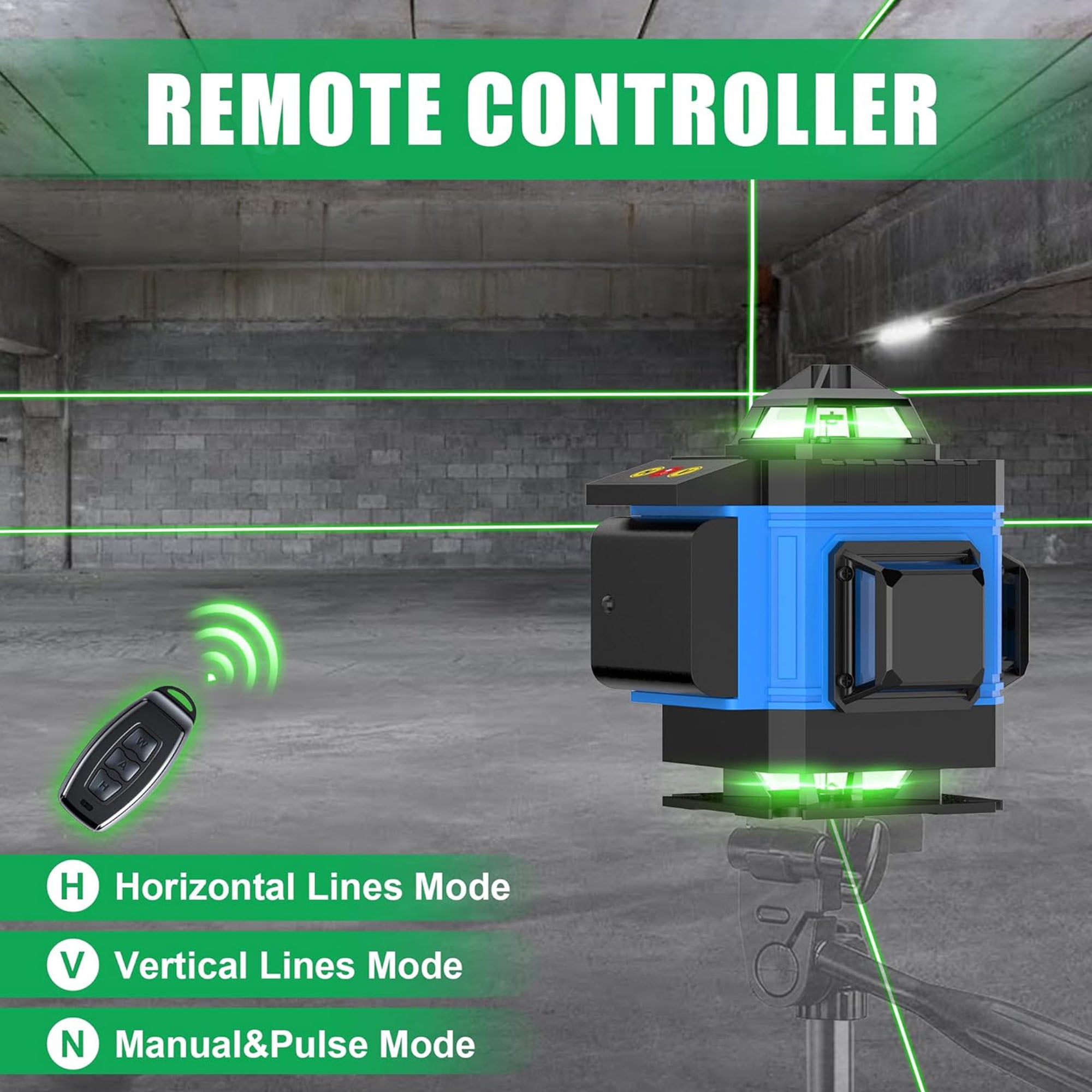 AZZUNO 16 Lines Laser Level 4x360 Degree Laser Level Rechargeable Battery for Construct, Tiling, Tool Gift