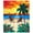 Sunset Island, variant on Florida Map Beach Blanket 54 x 68 inch Beach Towel 100% Cotton Family Size - Souvenir Tourist Map