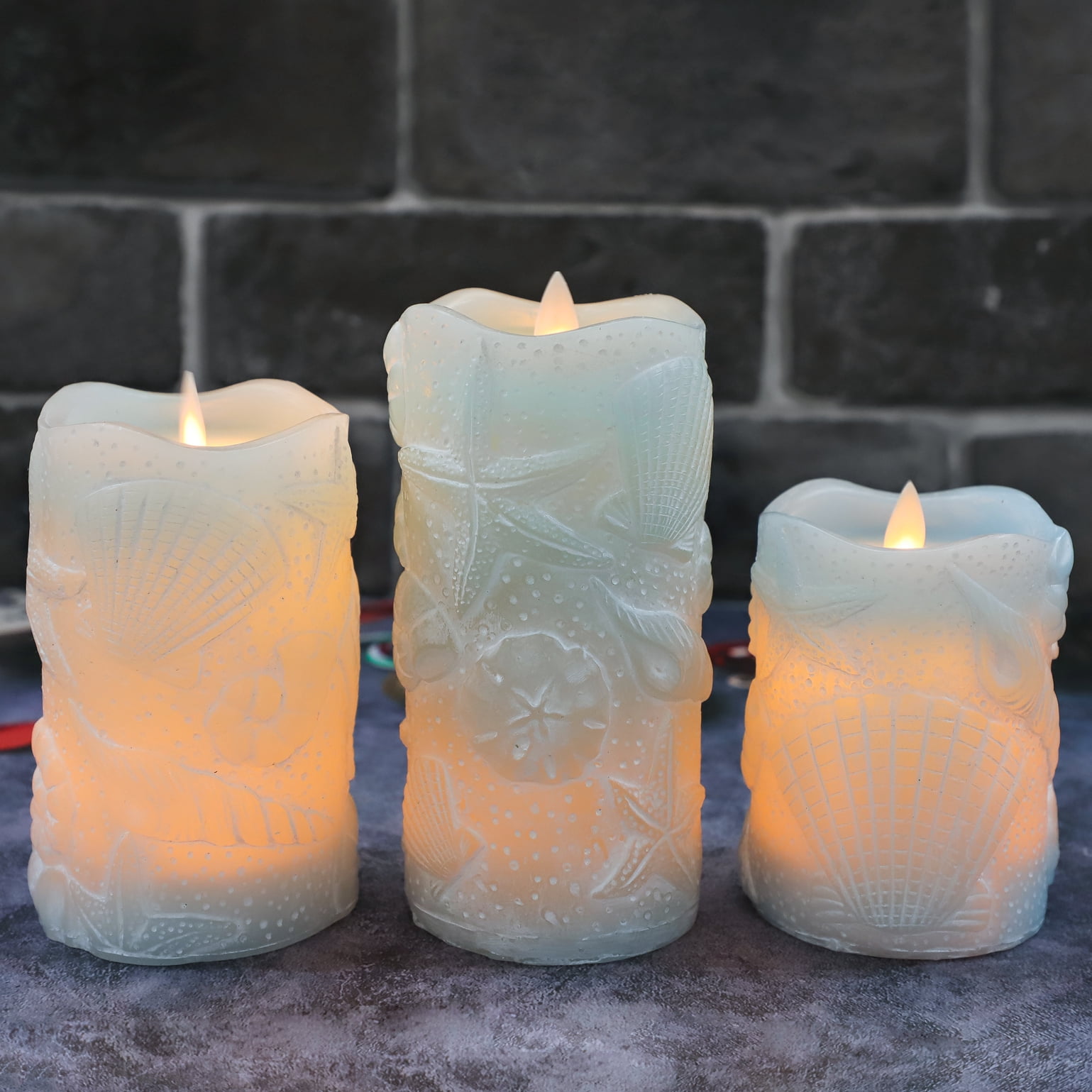 Meltone LED Flameless Candles with Remote(D 3" x H 4" 5" 6"), Battery Powered, Blue